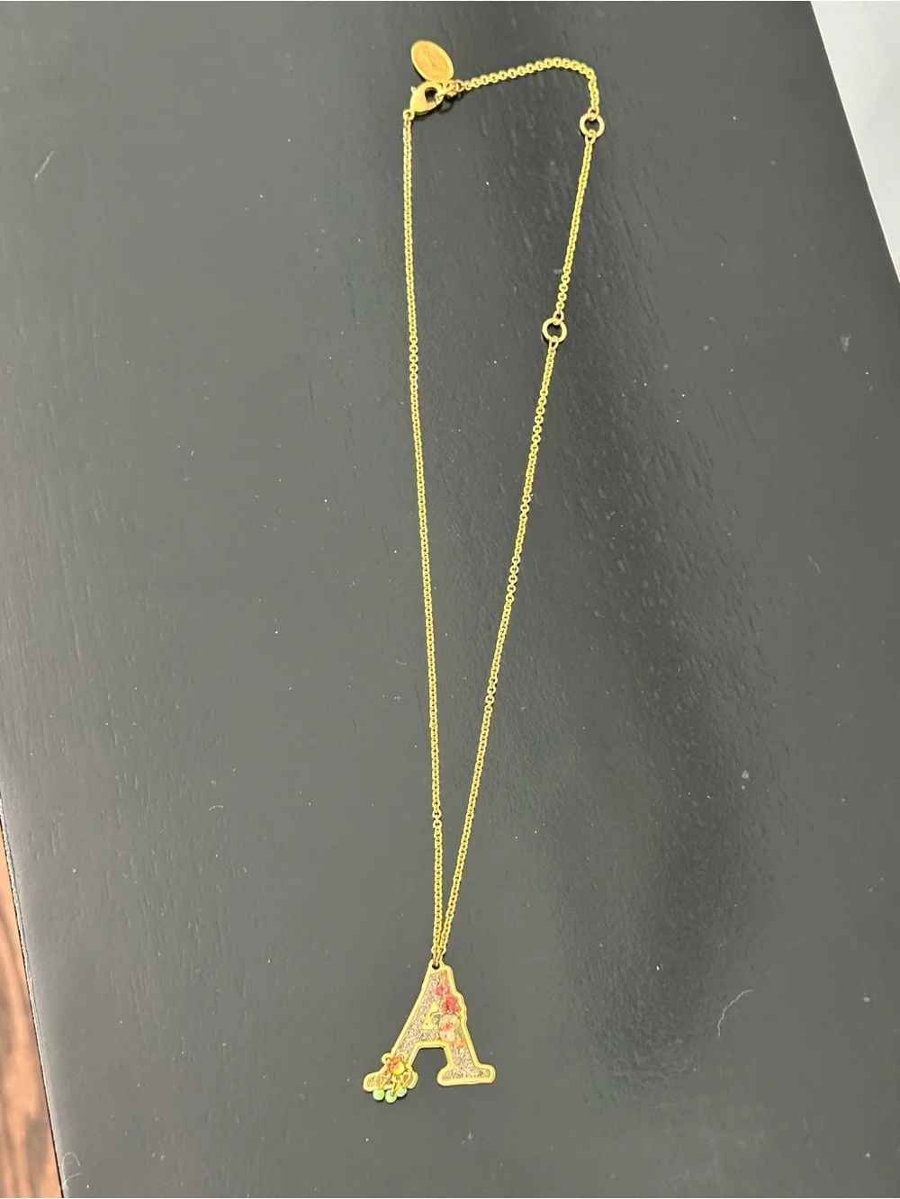 Michal Negrin Initial A Necklace NIB Swarovski Crystal Israel Boxed⁠